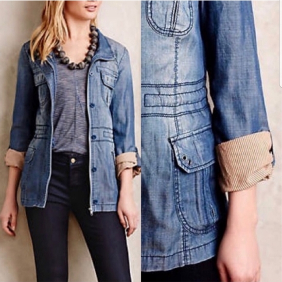 Anthropologie  Marrakech Womens Blue Denim Jacket Size XS - Picture 1 of 12